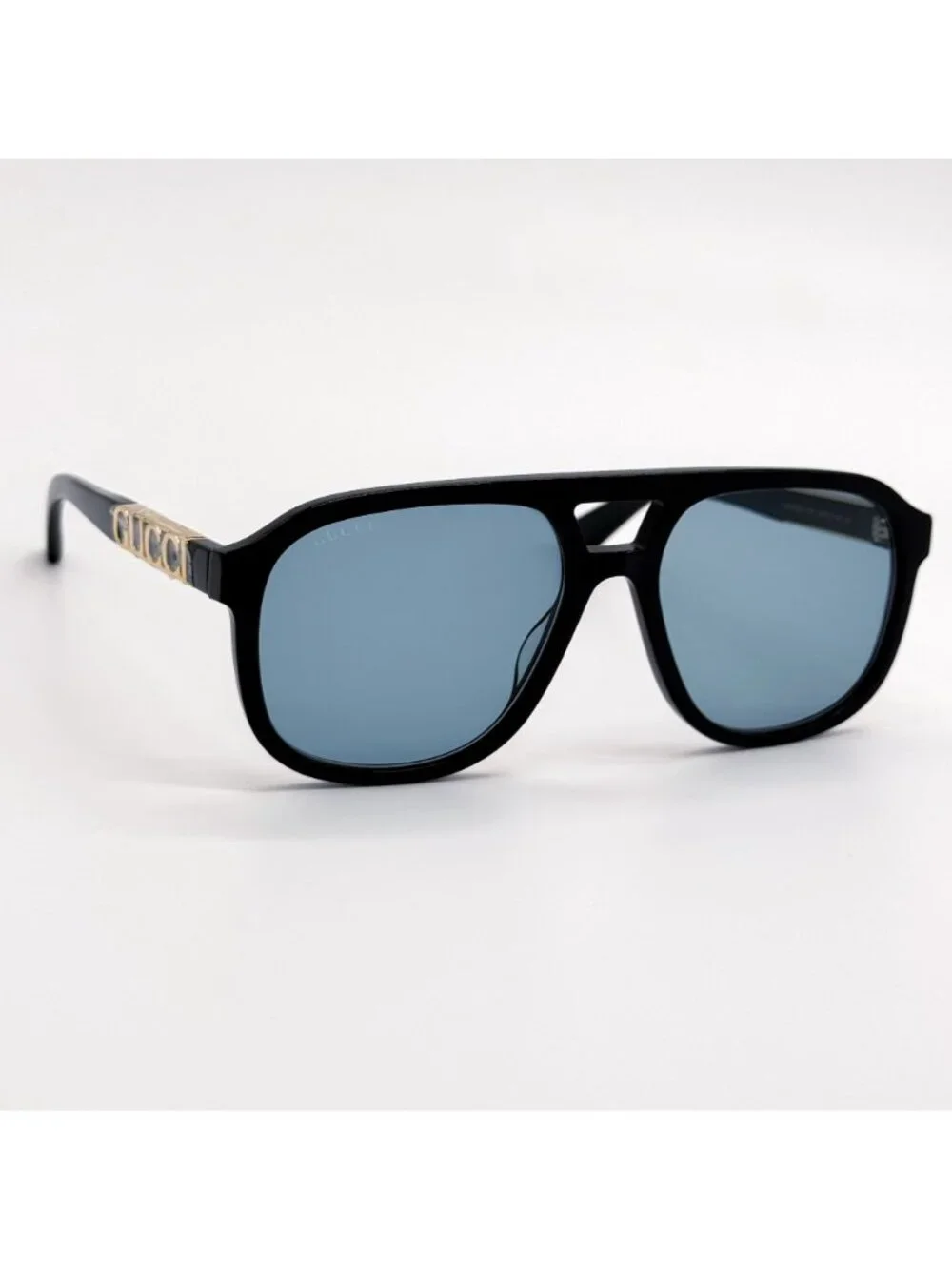 New Gucci Black Blue Aviator Unisex Sunglasses GG1188S 004